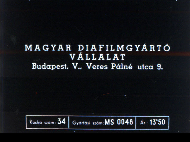 Hungarian Slide Manufacturing Company<br>Budapest V. Veres Pálné street 9.<br>Number of slides: 34, Item number: MS 0048, Price: 13.50